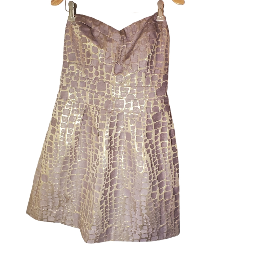 American Eagle Purple & Gold Strapless Mini Dress